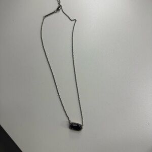 Kendra Scott Silver Necklace with Black Pendant